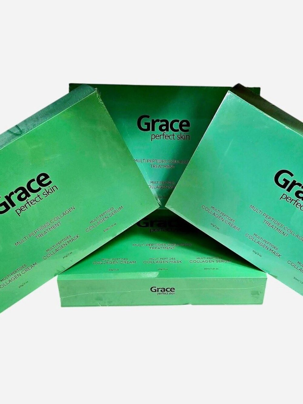 BUNDLE of FOUR Grace Perfect Skin 4-Part Multi-Peptides Collagen Treatment Sets